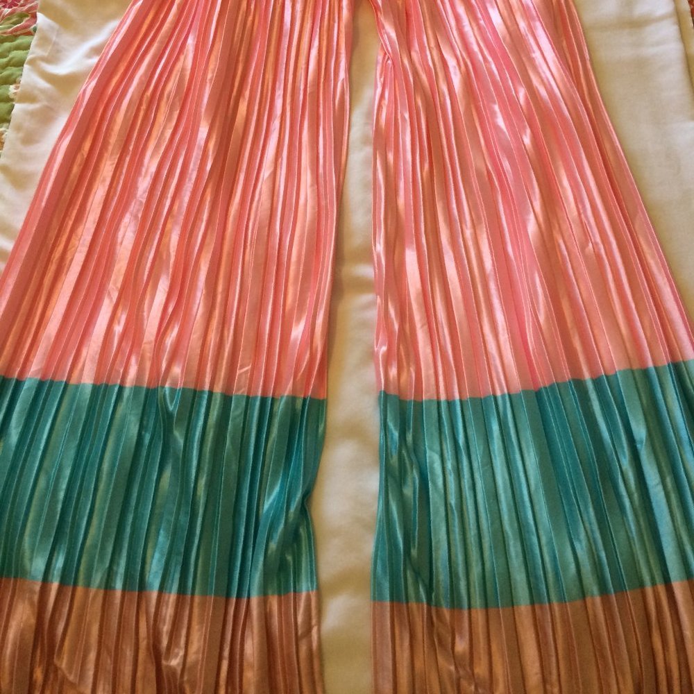Pink Silky Sexy Jumpsuit Halter Tie Neck  Small - Picture 4 of 5